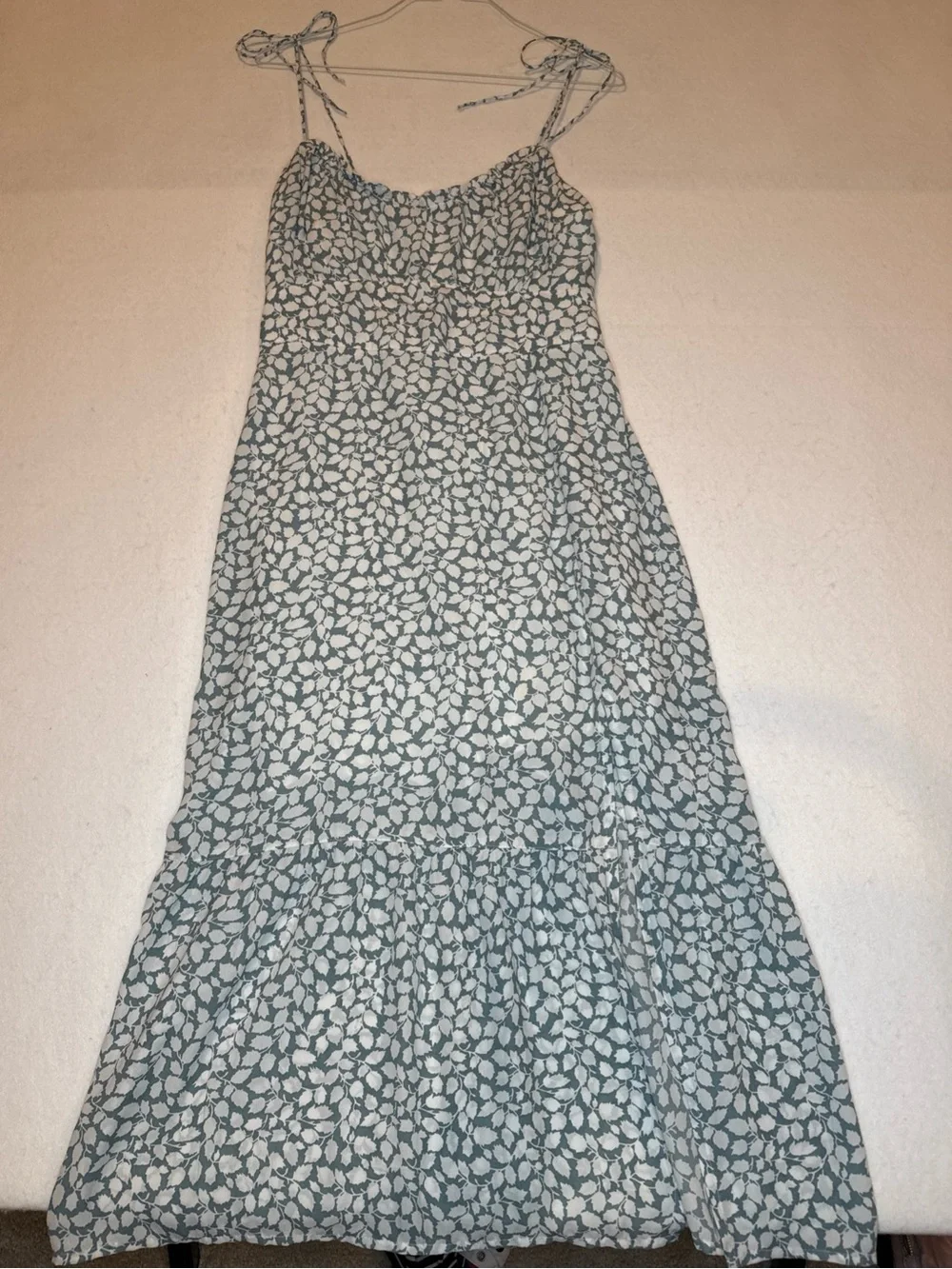 Y2K Vintage Abercrombie & Fitch Seafoam Green Floral Tie-Shoulder Maxi Dress